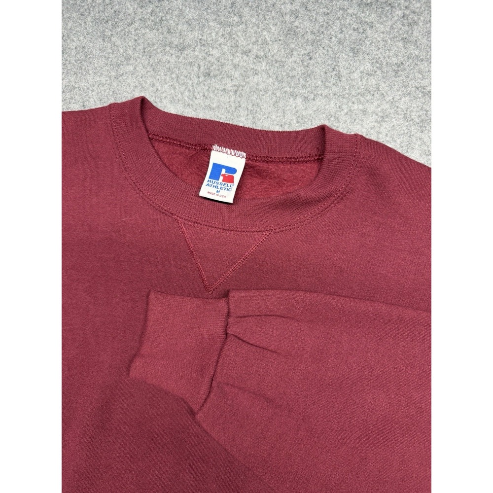 Vintage Russell Athletic Crewneck Maroon Sweatshirt 90s Classic Blank USA Medium